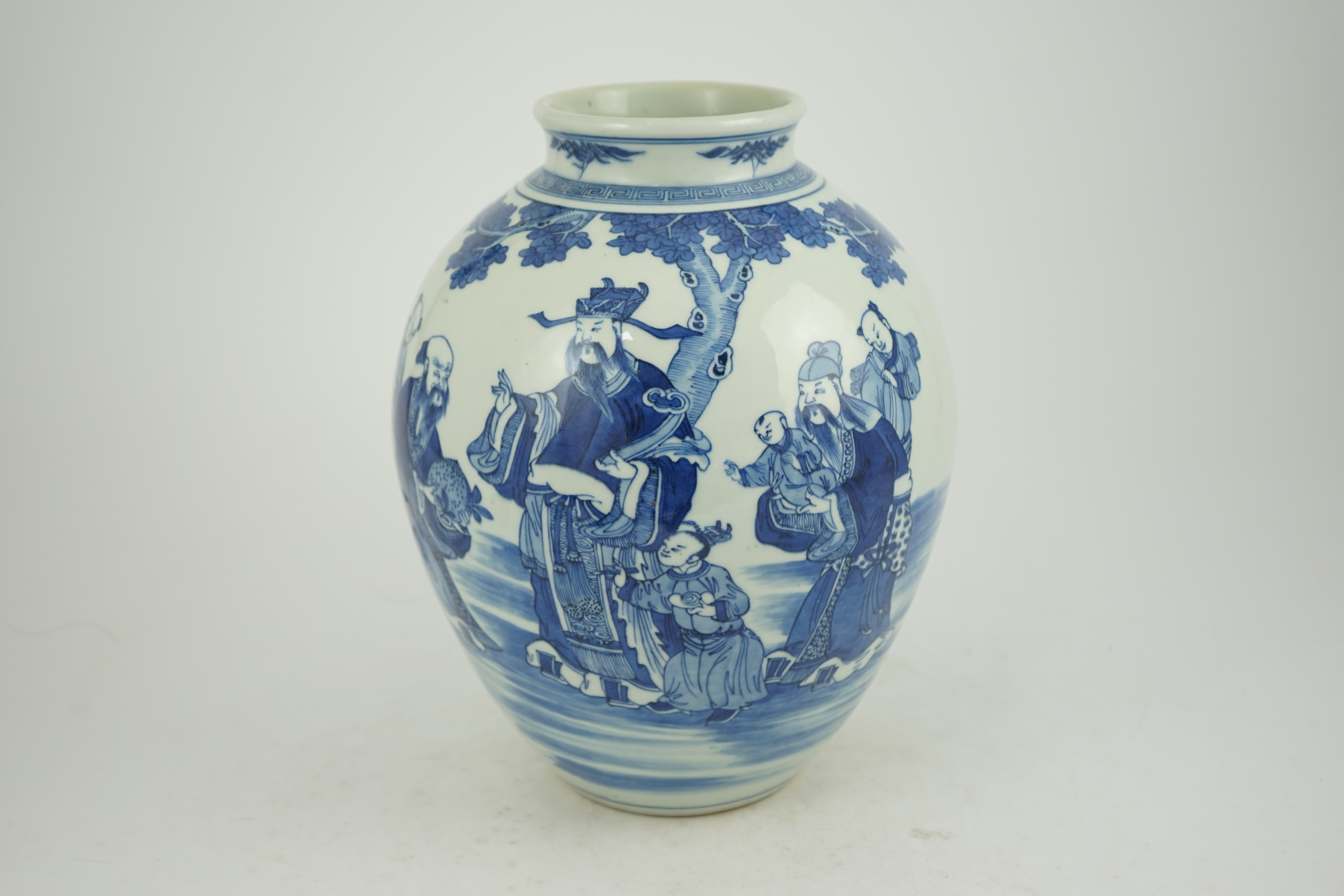 A Chinese blue and white 'Sanxing' ovoid vase, Qianlong period